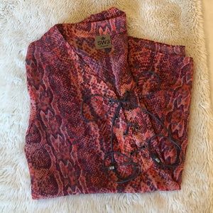 SILK SNAKESKIN BLOUSE WITH LACE UP TOP